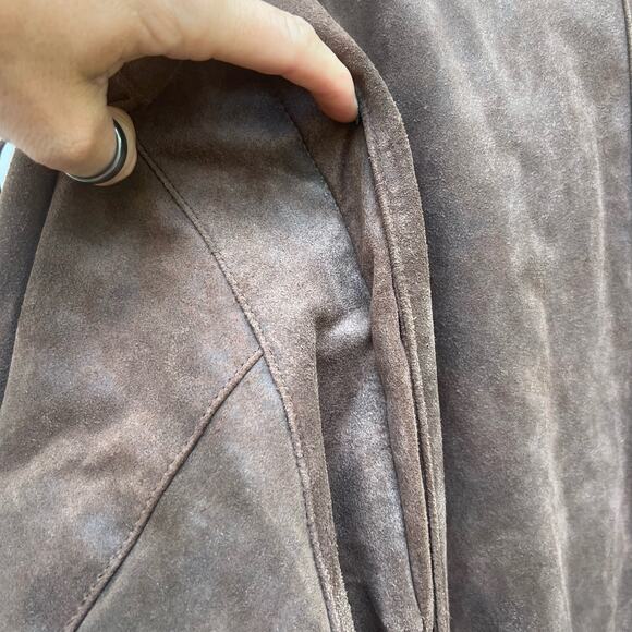 Y2K Timberland Suede Leather Cowboy Chore Coat Chocolate Brown Coat Jacket XL - Picture 3 of 10